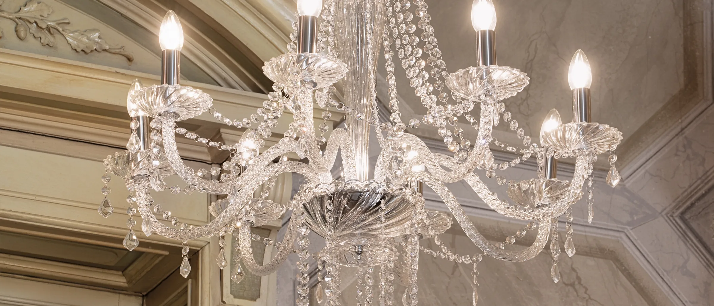 Amadeus crystal chandelier in a period interior