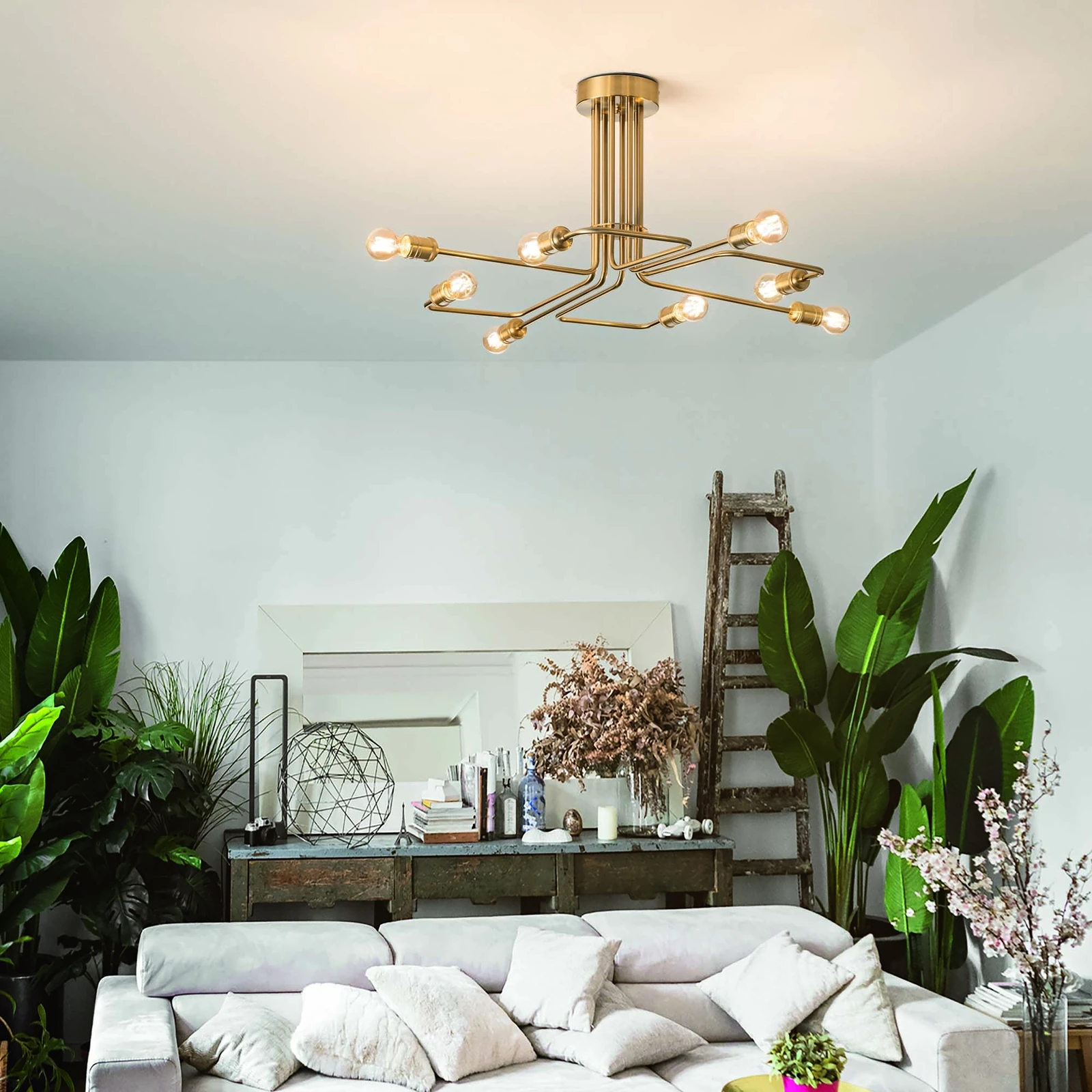 Triumph PL8 Brass by Ideal Lux, installed