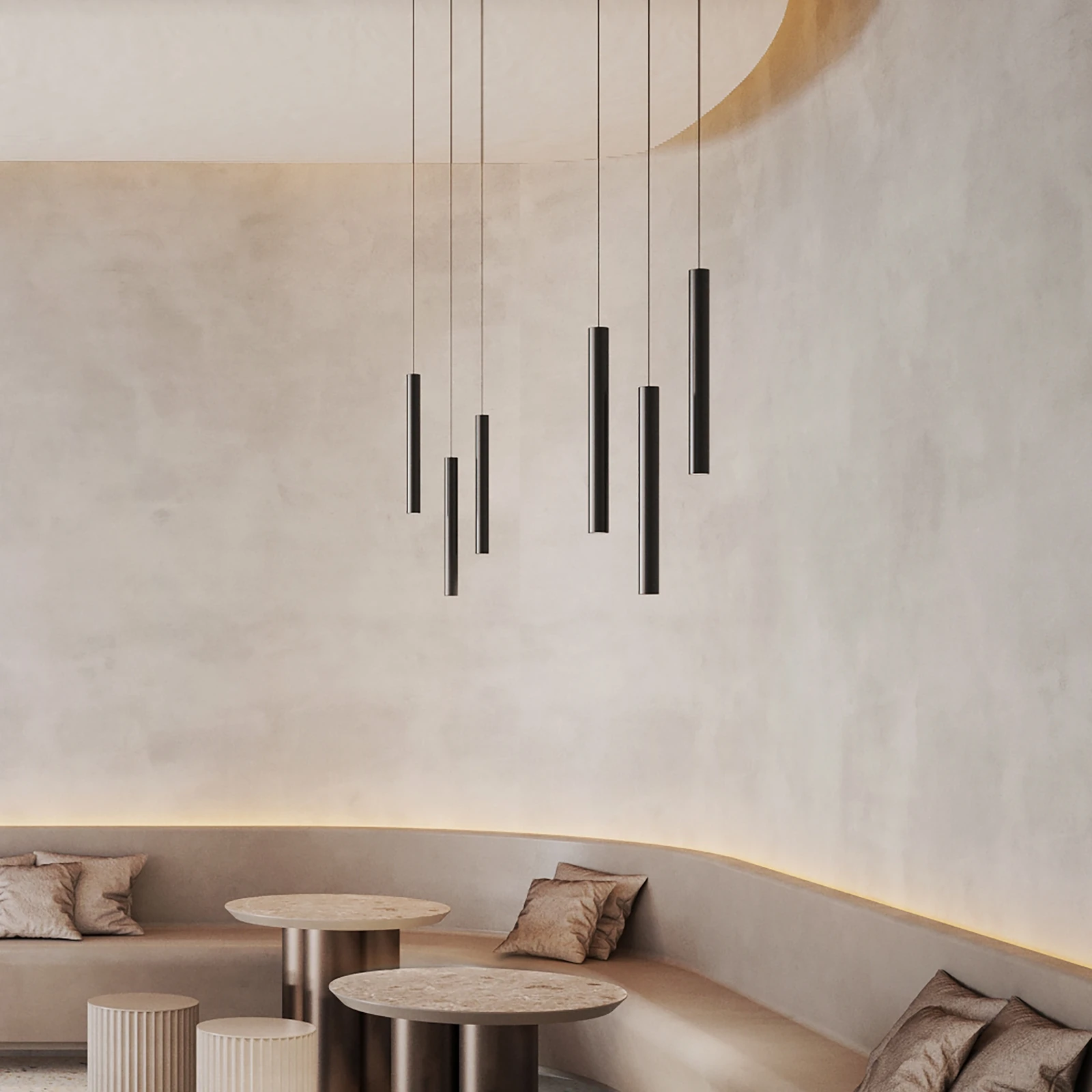 Ego Pendant Tube 12W 3000K DALI Bk by Ideal Lux, installed