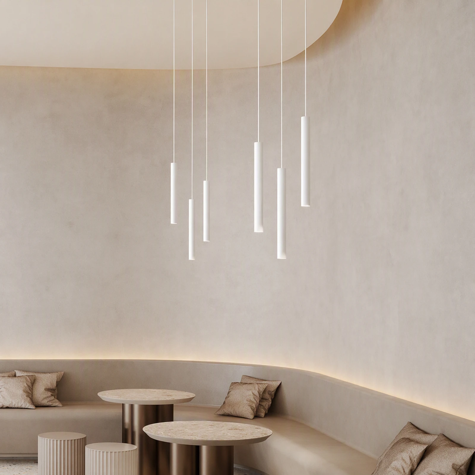 Ego Pendant Tube 12W 3000K DALI Wh installed in an interior
